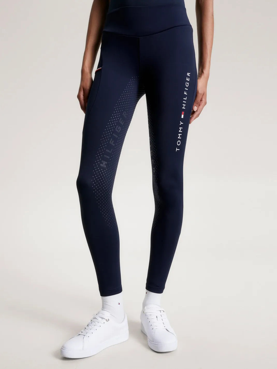 Legginsy Tommy Hilfiger Equestrian Elmira Desert Sky całoroczne pełny lej
